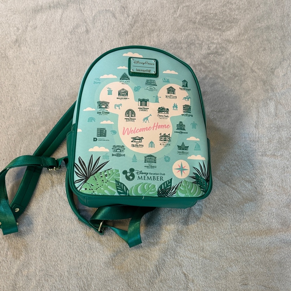 Disney Parks Loungefly DVC Green Backpack New with Tags and Original Stuffing
